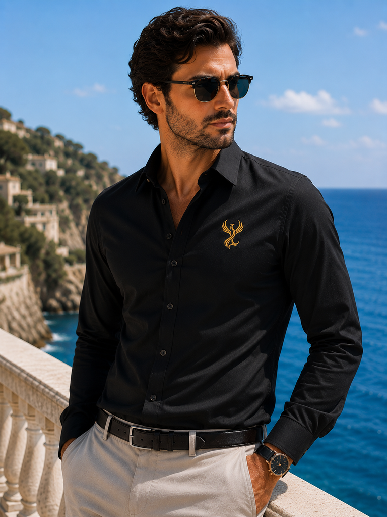 [CLSB-H-S] Chemise homme noire brodée- Maison Style Addict (S)