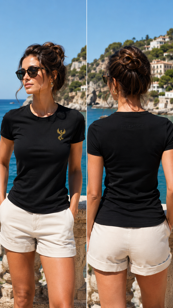 [TSB-F-S] T-shirt femme noir brodé - Maison Style Addict (S)