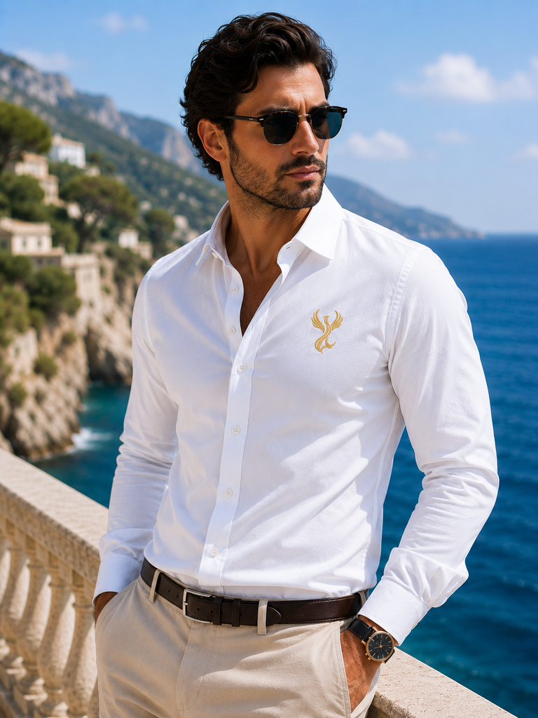 [CLPW-H-S] Chemise homme blanche brodée - Maison Style Addict (S)