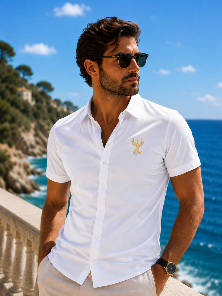 Chemise manches courtes blanche brodée - Maison Style Addict