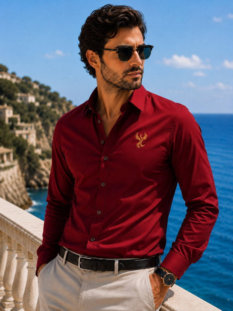 [CLRI-H-S] Chemise homme rouge intense brodée - Maison Style Addict (S)