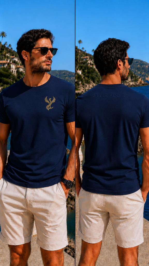 T-shirt homme bleu marine brodé - Maison Style Addict